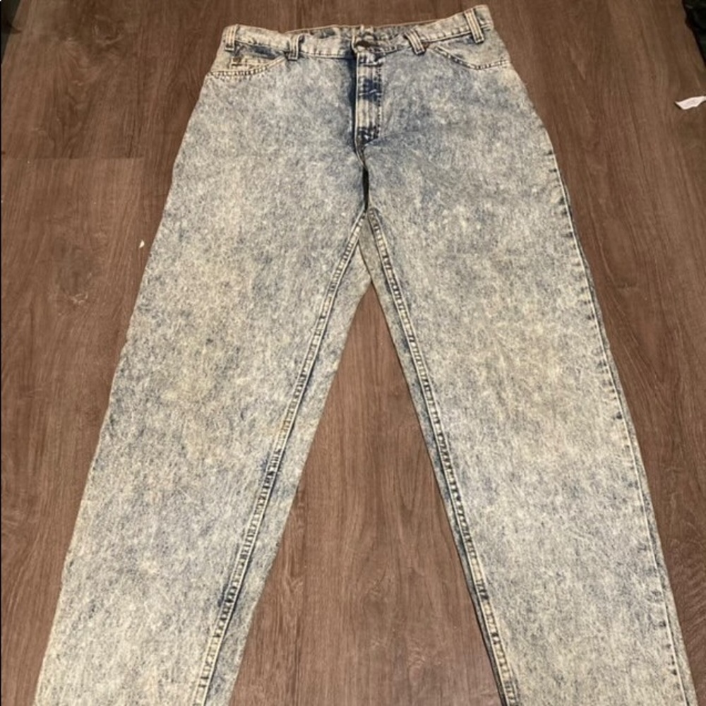 Vintage USA Made Levi’s 505 Orange Tab Acid Wash Denim Jeans